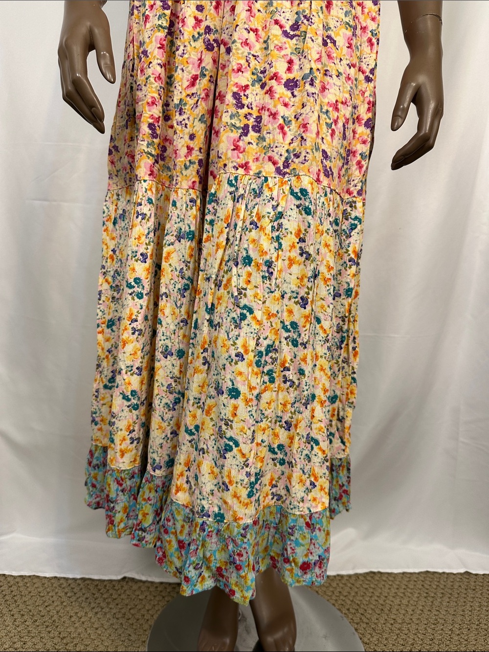 Angie Floral Maxi Dress in Blue, Yellow, Pink - Picture 2 of 9